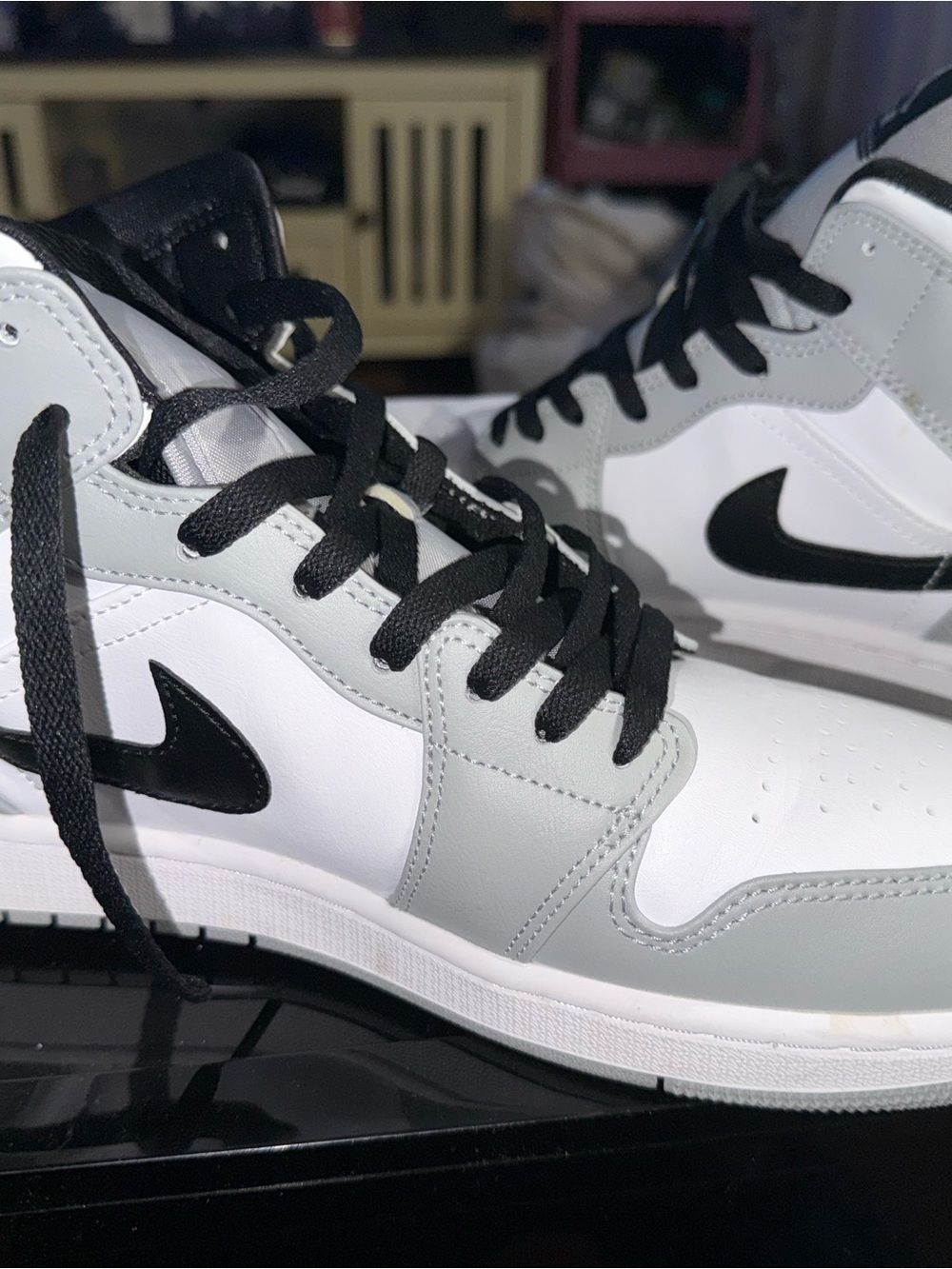 Nike High-Top Sneakers in White, Light Gray & Black